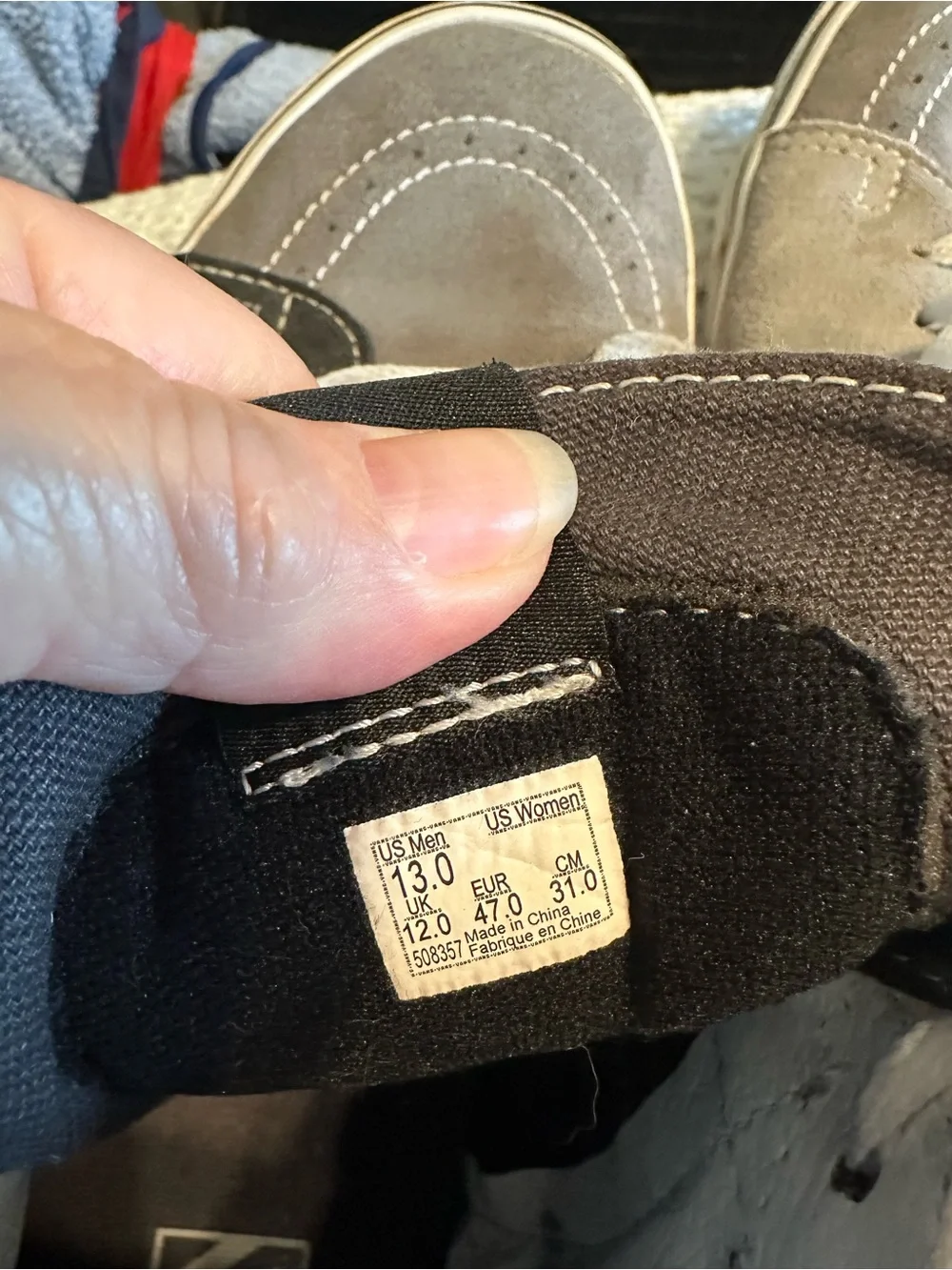Vans High-Top Sneakers in Gray, Black and White
